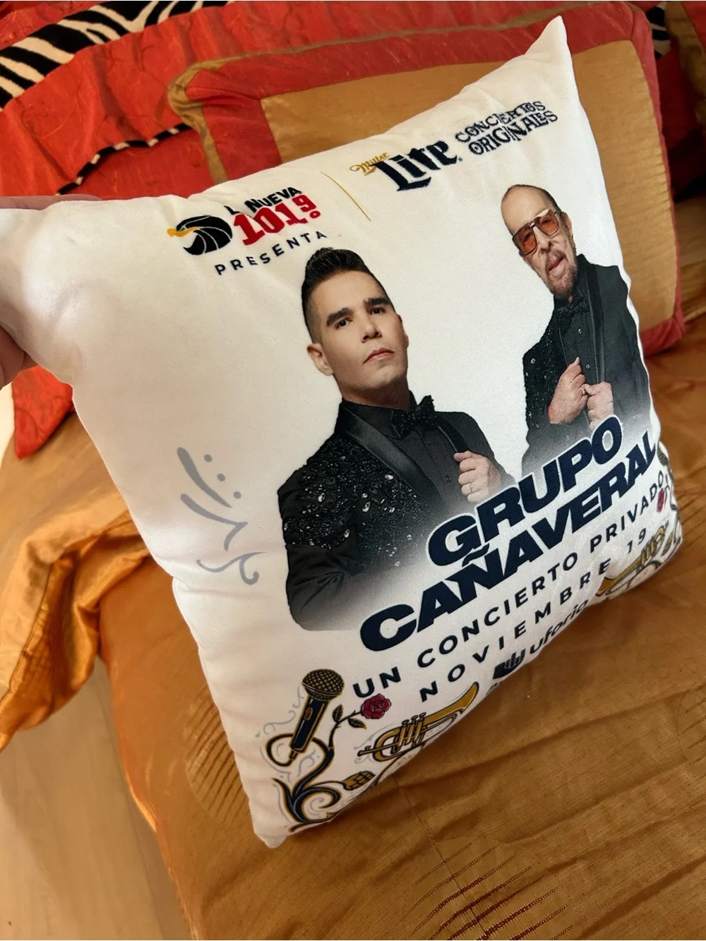 $10 Days Mexican Cumbia Group Canaveral Pillow 14” x 14”